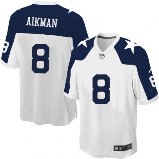 Men's Nike Dallas Cowboys 8 Troy Aikman Game White Throwback Alternate NFL Jersey