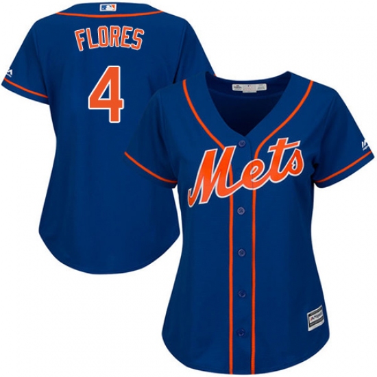 Women's Majestic New York Mets 4 Wilmer Flores Authentic Royal Blue Alternate Home Cool Base MLB Jersey