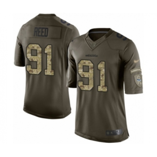 Men's Seattle Seahawks 91 Jarran Reed Elite Green Salute to Service Football Jersey