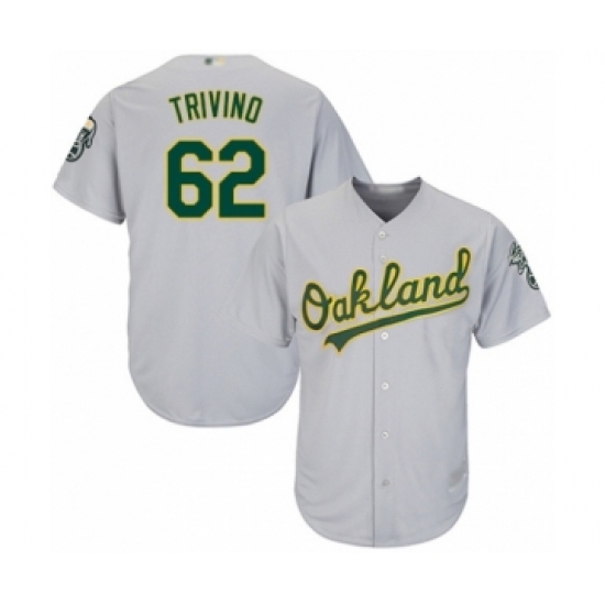 Youth Oakland Athletics 62 Lou Trivino Authentic Grey Road Cool Base Baseball Player Jersey