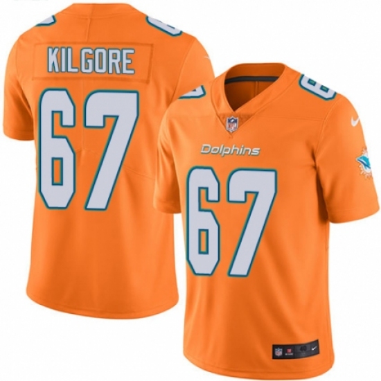 Men's Nike Miami Dolphins 67 Daniel Kilgore Elite Orange Rush Vapor Untouchable NFL Jersey
