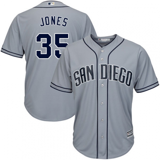 Men's Majestic San Diego Padres 35 Randy Jones Authentic Grey Road Cool Base MLB Jersey