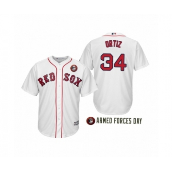 Men'sBoston Red Sox 2019 Armed Forces Day 34 David Ortiz White Jersey