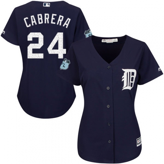 Women's Majestic Detroit Tigers 24 Miguel Cabrera Authentic Navy Blue 2017 Spring Training Cool Base MLB Jersey