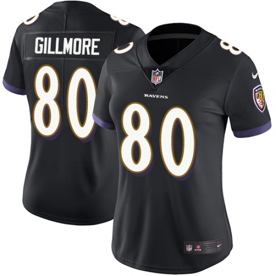 Women's Nike Baltimore Ravens 80 Crockett Gillmore Black Alternate Vapor Untouchable Limited Player NFL Jersey