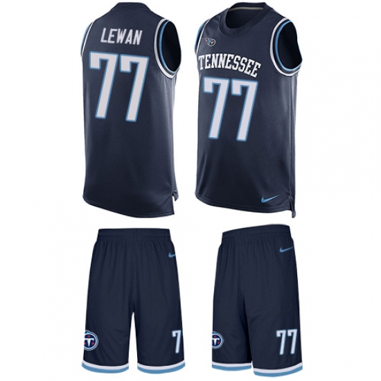 Men's Nike Tennessee Titans 77 Taylor Lewan Limited Navy Blue Tank Top Suit NFL Jersey