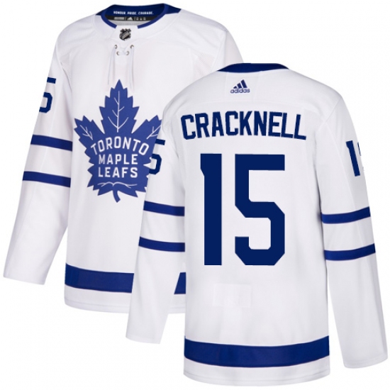 Men's Adidas Toronto Maple Leafs 15 Adam Cracknell Authentic White Away NHL Jersey