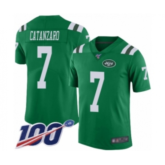 Men's New York Jets 7 Chandler Catanzaro Limited Green Rush Vapor Untouchable 100th Season Football Jersey