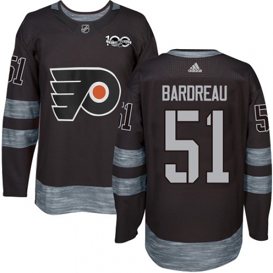 Men's Adidas Philadelphia Flyers 51 Cole Bardreau Authentic Black 1917-2017 100th Anniversary NHL Jersey