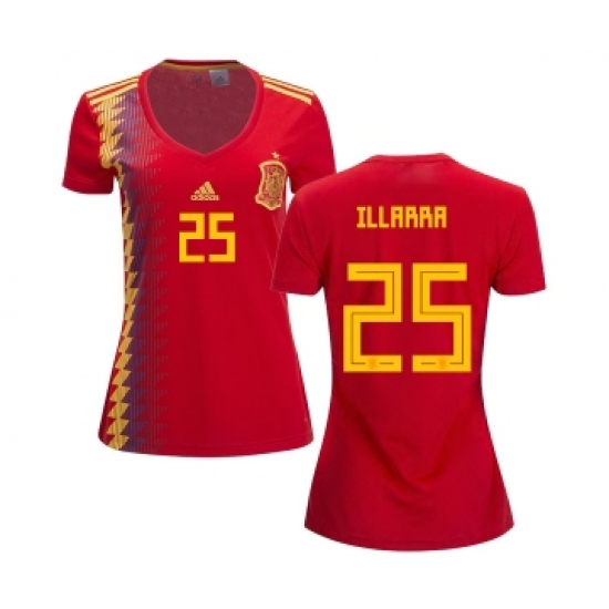 Women's Spain 25 Illarra Red Home Soccer Country Jersey