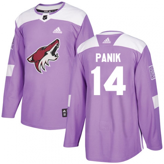 Men's Adidas Arizona Coyotes 14 Richard Panik Authentic Purple Fights Cancer Practice NHL Jersey