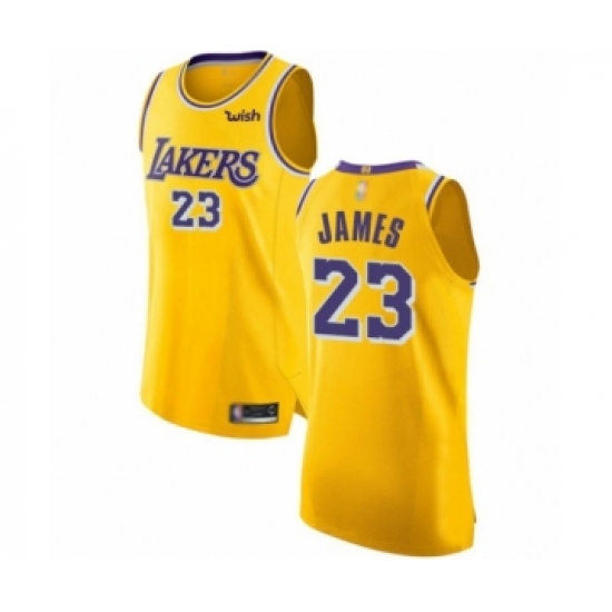 Women's Los Angeles Lakers 23 LeBron James Authentic Gold Basketball Jerseys - Icon Edition