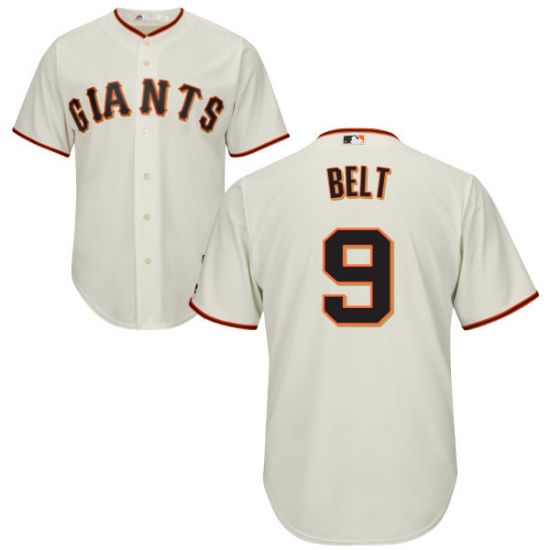 Men's Majestic San Francisco Giants 9 Brandon Belt Replica Cream Home Cool Base MLB Jersey