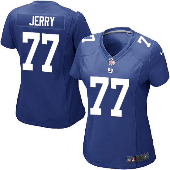 Women's Nike New York Giants 77 John Jerry Game Royal Blue Team Color NFL Jersey