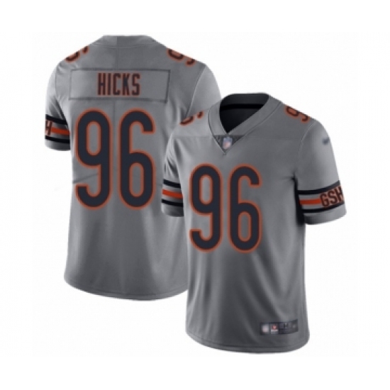 Men's Chicago Bears 96 Akiem Hicks Limited Silver Inverted Legend Football Jersey