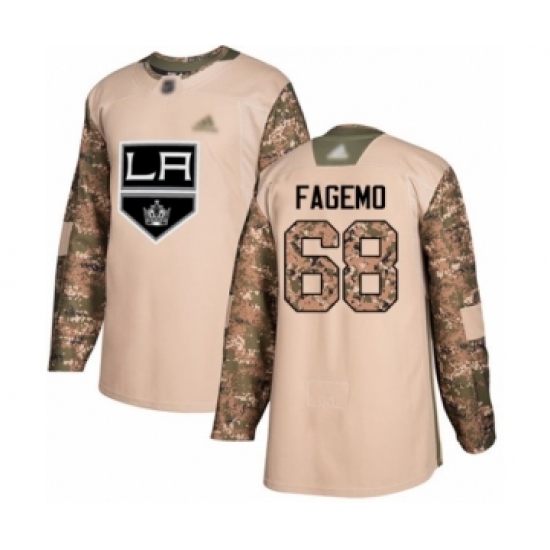 Youth Los Angeles Kings 68 Samuel Fagemo Authentic Camo Veterans Day Practice Hockey Jersey