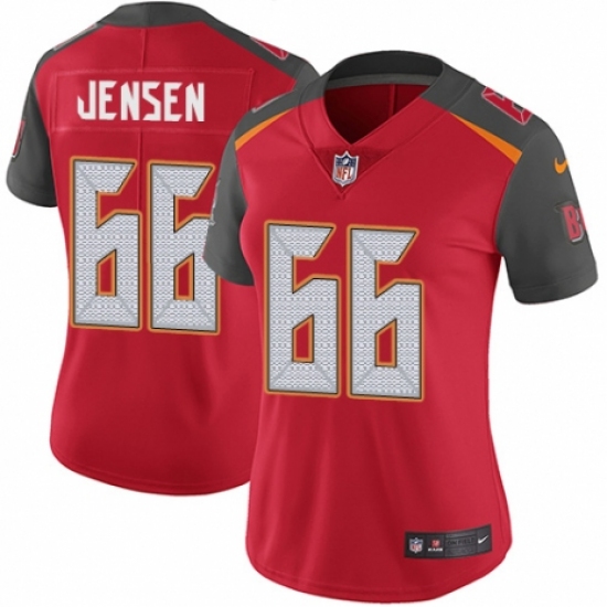 Women's Nike Tampa Bay Buccaneers 66 Ryan Jensen Red Team Color Vapor Untouchable Elite Player NFL Jersey