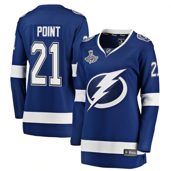 Women's Tampa Bay Lightning 21 Brayden Point Fanatics Branded Blue Home 2020 Stanley Cup Champions Breakaway Jersey