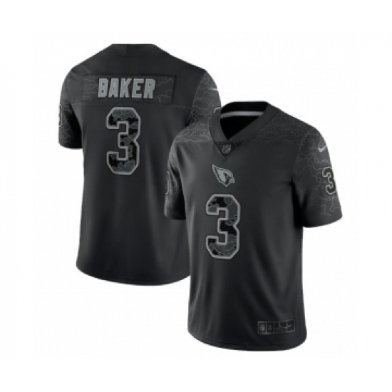 Men's Arizona Cardinals 3 Budda Baker Black Reflective Limited Stitched Football Jersey