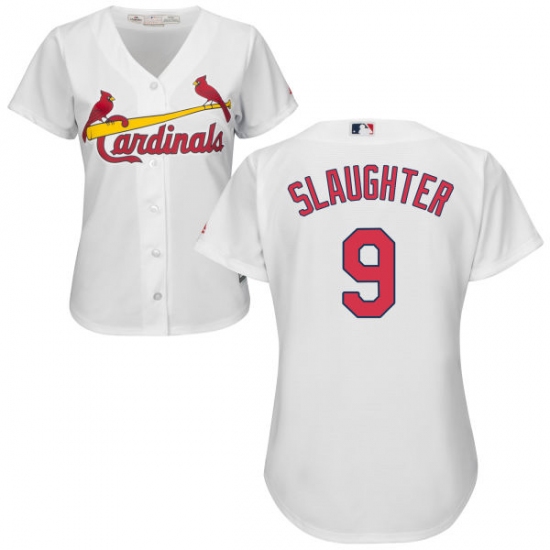 Women's Majestic St. Louis Cardinals 9 Enos Slaughter Replica White Home Cool Base MLB Jersey
