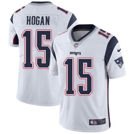 Men's Nike New England Patriots 15 Chris Hogan White Vapor Untouchable Limited Player NFL Jersey