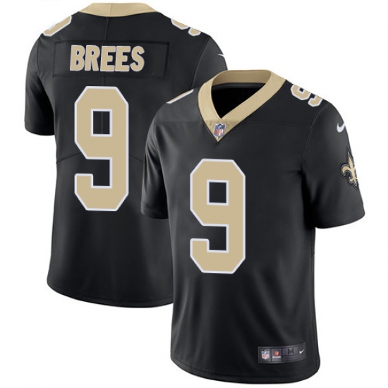 Men's Nike New Orleans Saints 9 Drew Brees Black Team Color Vapor Untouchable Limited Player NFL Jersey