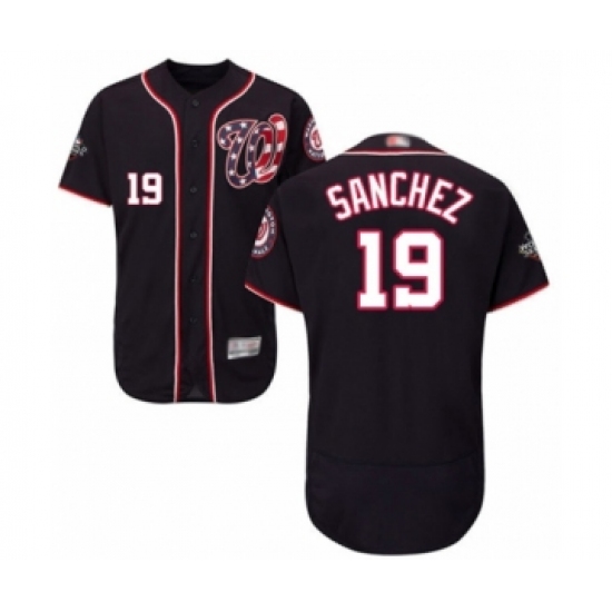 Men's Washington Nationals 19 Anibal Sanchez Navy Blue Alternate Flex Base Authentic Collection 2019 World Series Bound Baseball Jersey