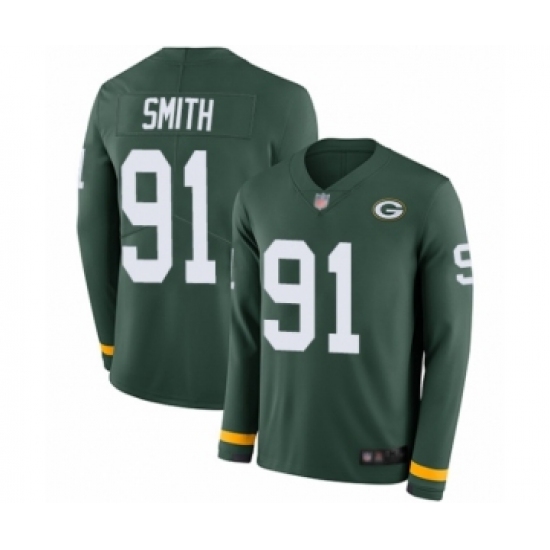 Youth Green Bay Packers 91 Preston Smith Limited Green Therma Long Sleeve Football Jersey
