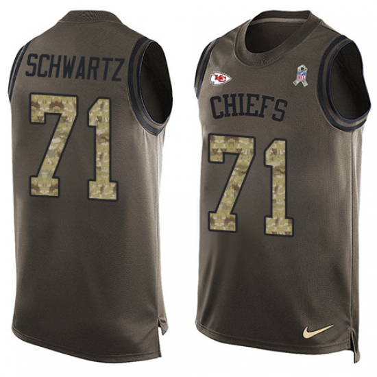 Men's Nike Kansas City Chiefs 71 Mitchell Schwartz Limited Green Salute to Service Tank Top NFL Jersey