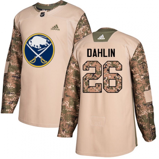 Men's Adidas Buffalo Sabres 26 Rasmus Dahlin Authentic Camo Veterans Day Practice NHL Jersey