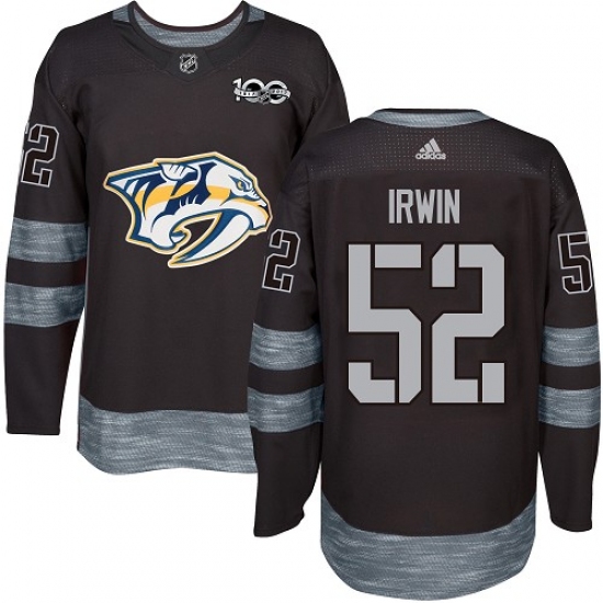 Men's Adidas Nashville Predators 52 Matt Irwin Authentic Black 1917-2017 100th Anniversary NHL Jersey