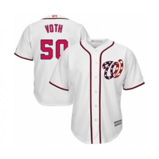 Youth Washington Nationals 50 Austin Voth Authentic White Home Cool Base Baseball Player Jersey