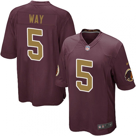 Men's Nike Washington Redskins 5 Tress Way Game Burgundy Red/Gold Number Alternate 80TH Anniversary NFL Jersey