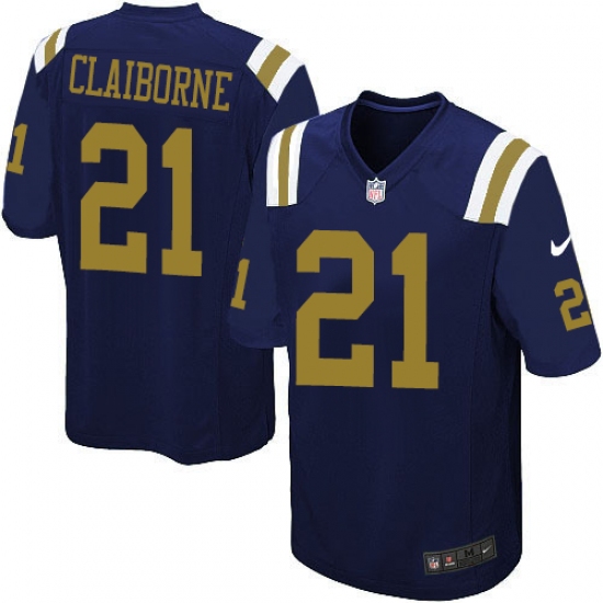 Men's Nike New York Jets 21 Morris Claiborne Game Navy Blue Alternate NFL Jersey