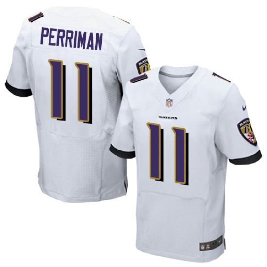 Men's Nike Baltimore Ravens 11 Breshad Perriman Elite White NFL Jersey