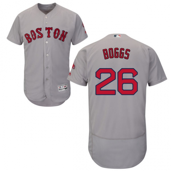 Men's Majestic Boston Red Sox 26 Wade Boggs Grey Road Flex Base Authentic Collection MLB Jersey