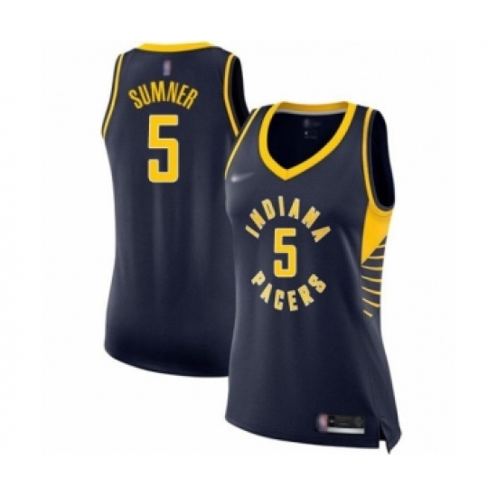 Women's Indiana Pacers 5 Edmond Sumner Swingman Navy Blue Basketball Jersey - Icon Edition