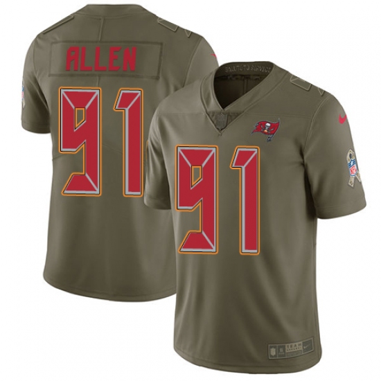 Men's Nike Tampa Bay Buccaneers 91 Beau Allen Limited Olive 2017 Salute to Service NFL Jersey