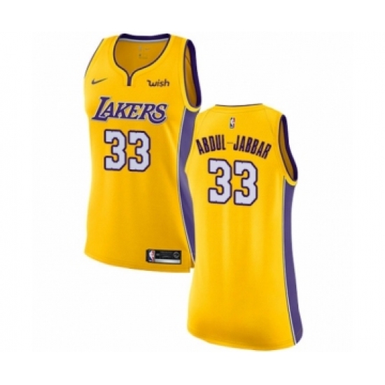 Women's Los Angeles Lakers 33 Kareem Abdul-Jabbar Authentic Gold Home Basketball Jersey - Icon Edition