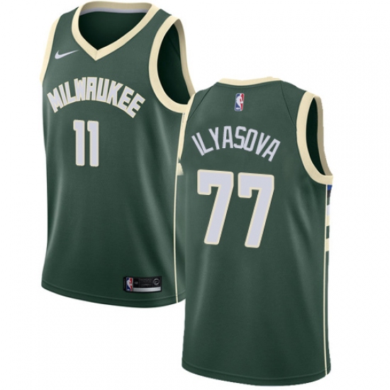 Men's Nike Milwaukee Bucks 77 Ersan Ilyasova Swingman Green NBA Jersey - Icon Edition