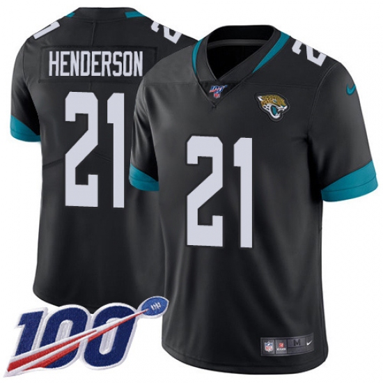 Men's Jacksonville Jaguars 21 C.J. Henderson Black Team Color Stitched 100th Season Vapor Untouchable Limited Jersey