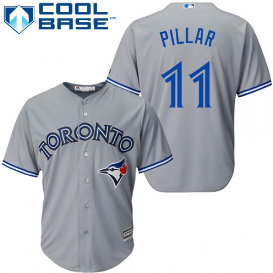 Women's Majestic Toronto Blue Jays 11 Kevin Pillar Replica Grey MLB Jersey