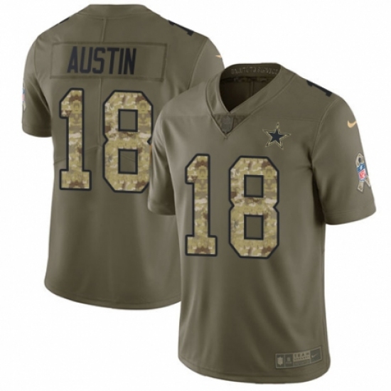 Youth Nike Dallas Cowboys 18 Tavon Austin Limited Olive/Camo 2017 Salute to Service NFL Jersey