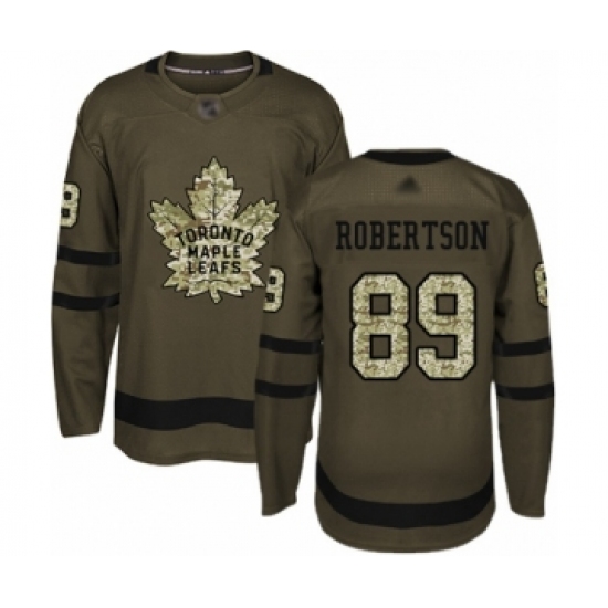 Youth Toronto Maple Leafs 89 Nicholas Robertson Authentic Green Salute to Service Hockey Jersey