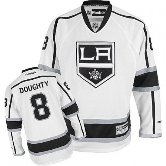 Men's Reebok Los Angeles Kings 8 Drew Doughty Authentic White Away NHL Jersey