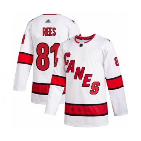 Men's Carolina Hurricanes 81 Jamieson Rees Authentic White Away Hockey Jersey