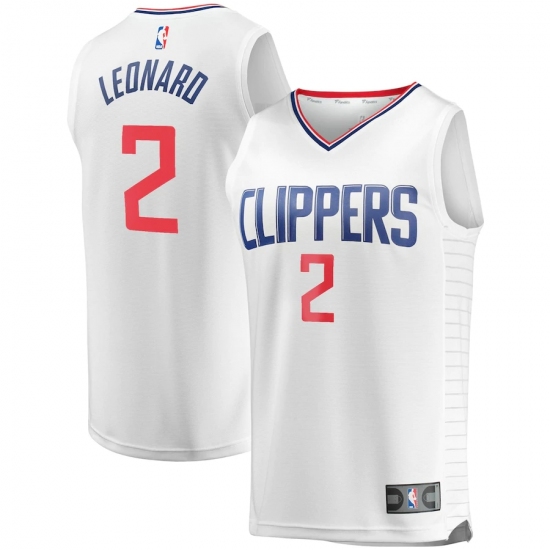 Youth LA Clippers 2 Kawhi Leonard Fanatics Branded White 2020-21 Fast Break Player Jersey