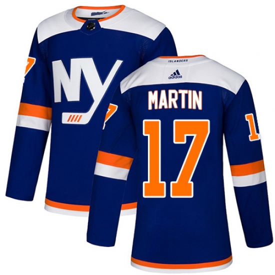 Youth Adidas New York Islanders 17 Matt Martin Premier Blue Alternate NHL Jersey