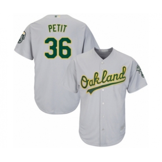 Youth Oakland Athletics 36 Yusmeiro Petit Authentic Grey Road Cool Base Baseball Player Jersey