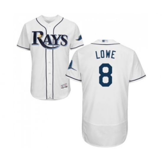 Men's Tampa Bay Rays 8 Brandon Lowe Home White Home Flex Base Authentic Collection Baseball Jersey